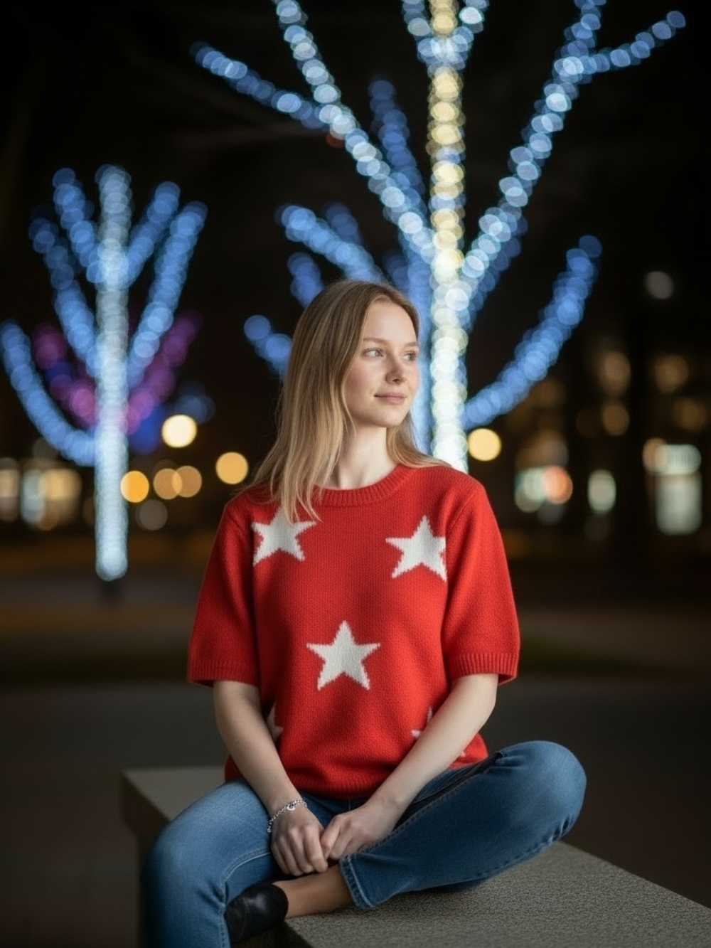 Rock & Roll Cowgirl Red Star Knit Top